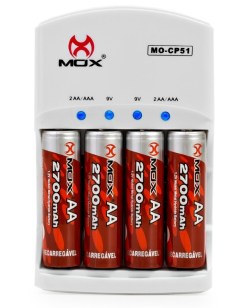 Carregador de pilhas Recarregáveis, Marca Mox, Modelo MO-CP51. Bivolt e Automático.