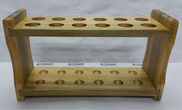 Bonito Suporte de Tubos de Ensaio, Novo, Feito de Madeira.