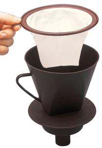 Funil de Plástico e Filtro Permanente Para Café. Pode ser usado em Química.