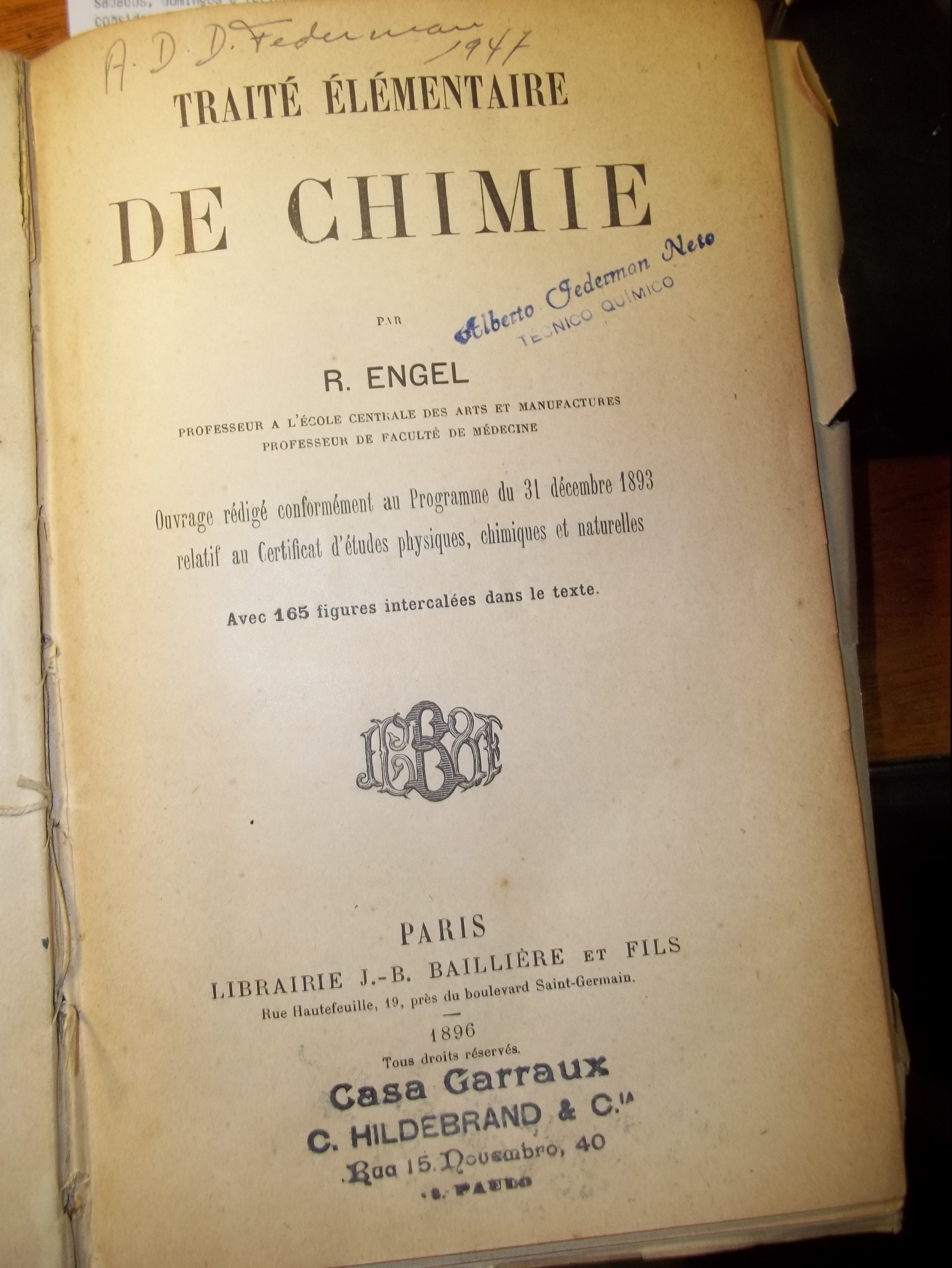 Livro Antigo. Traité de Chimie.