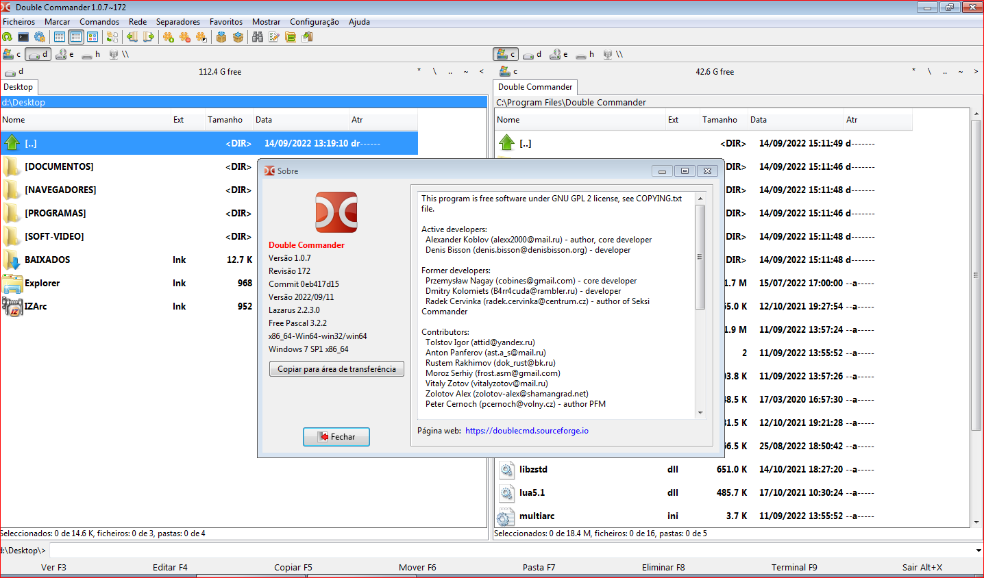Double Commander, Tela Principal.